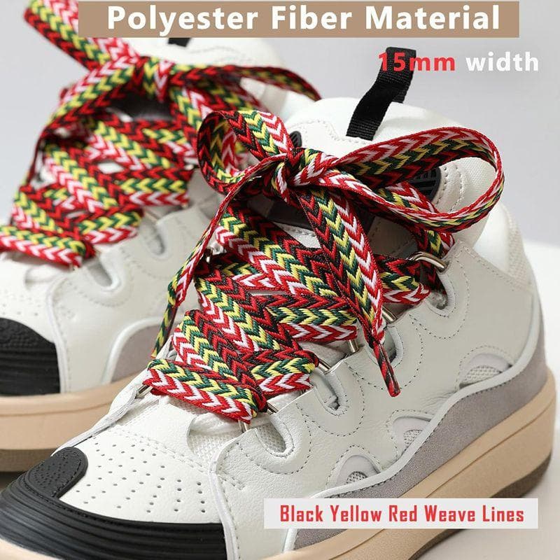 Sneakers Skosnören 1,5 cm Bredd Tjocka Platta Skosnören för Basket Tennis Sportskor Skosnöre Vågigt Brödrep Skosnören 120cm