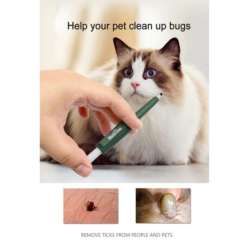 Kattdjursfångarpenna Bärbar Katt Hund Pälsvårds Insektsfångare Penna Fästingborttagningsverktyg Husdjursartiklar grön