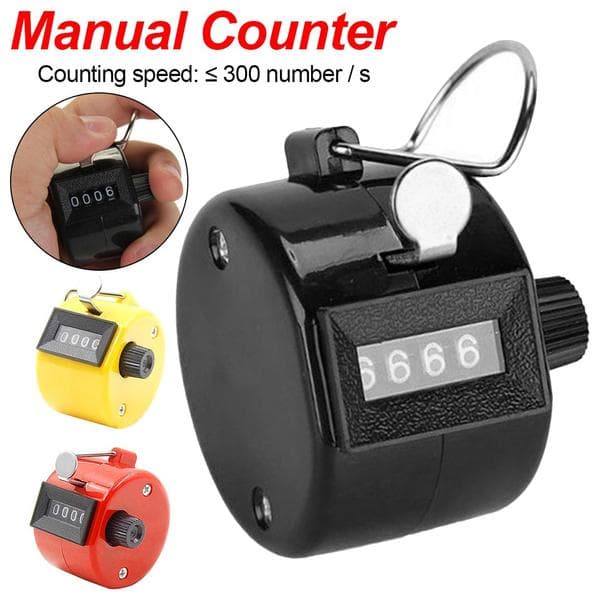 Siffror Räknare Plastskal Hand Finger Display Manuell Räkning Tally Clicker Timer Fotboll Golfräknare gul