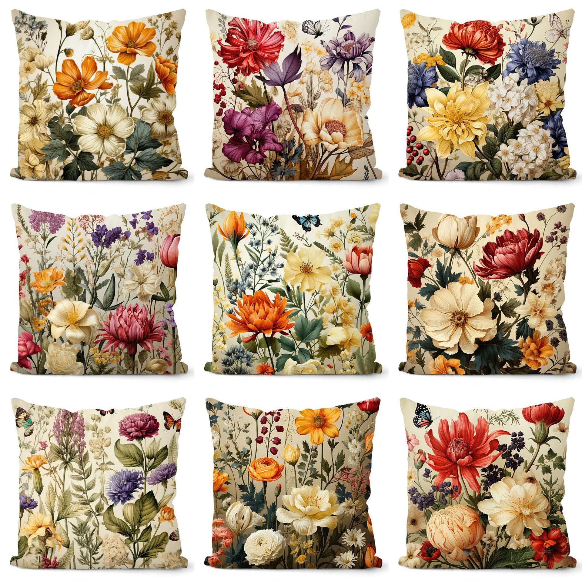 Retro Blommig Kuddfodral Hem Vardagsrum Soffa Kuddar Balkong Bilkudde Dekoration