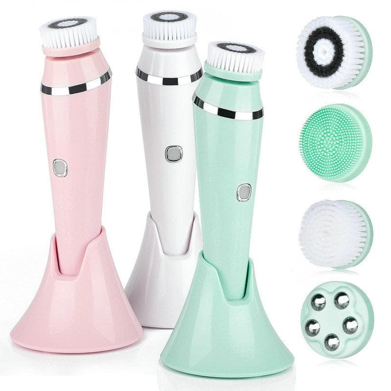 4 i 1 elektrisk ansiktsrengöringsborste Uppladdningsbar vattentät Spin Sonic Exfoliator Face Scrubber Cleanser Hudvårdsmaskin