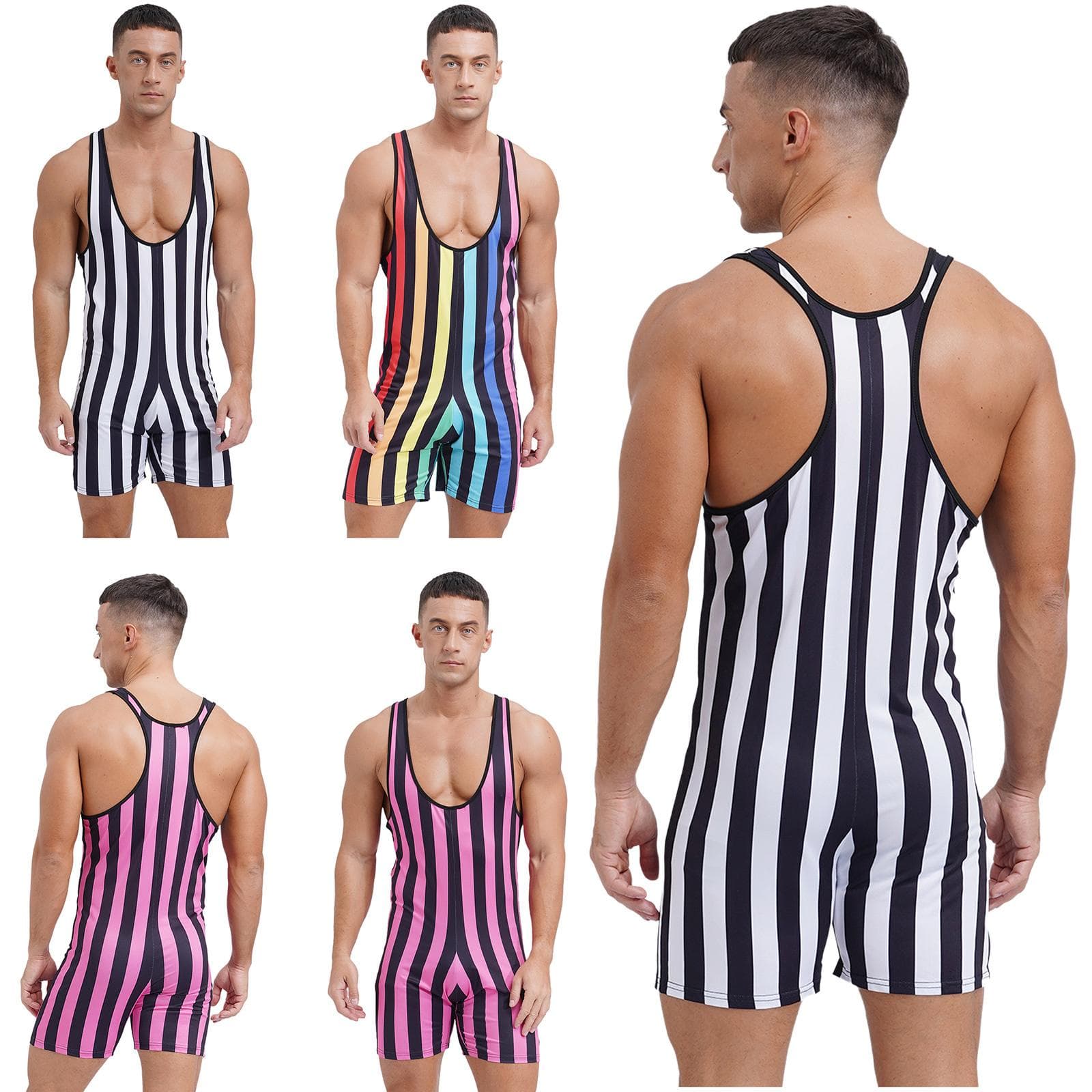 One Piece Baddräkt för män Ärmlös Slim Fit Fitness Gym Sport Bodysuit Herr Surfkläder grön
