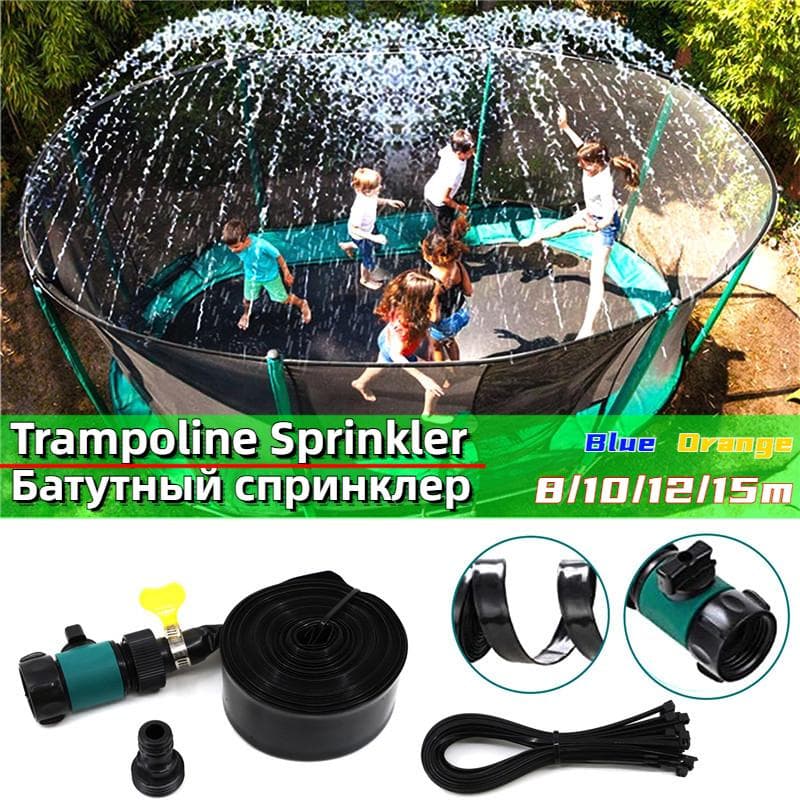8/10/12/15m Studsmatte Sprinkler för Barn Utomhus Vattenspridare Tillbehör för Trädgård Hoppa Vattenlek Studsmatta Dusch Sommarlek Orange/Blå