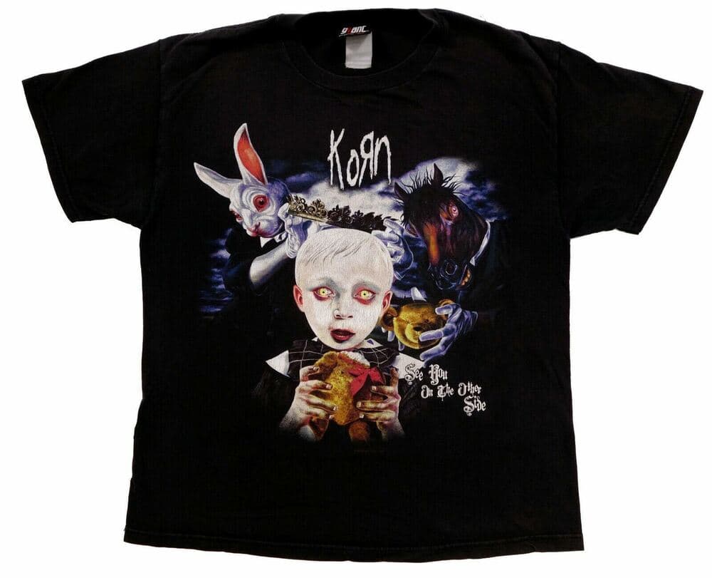 Korn Vi ses på andra sidan Vintage Distressed Giant 2006 Tour unisex T-shirt cm