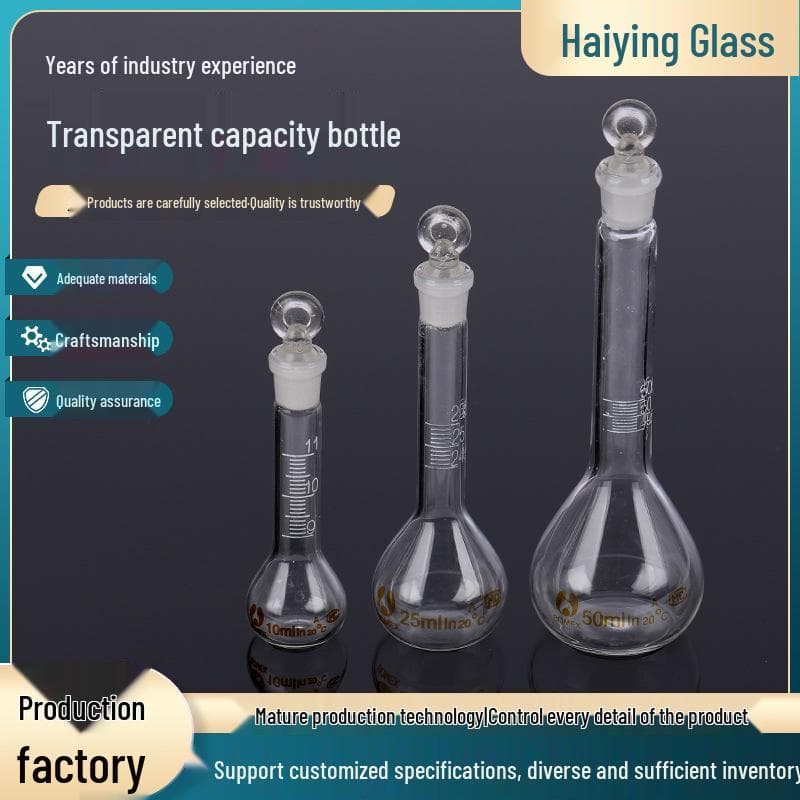 Multispecifikations Transparent Glas Volumetrisk Kolv med Propp, 5 ml & 10 ml