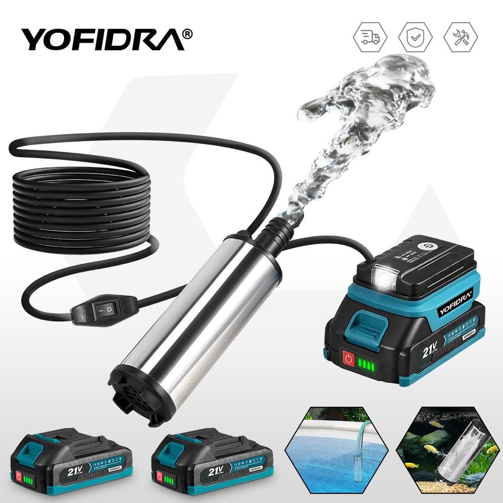 YOFIDRA 50–80 L/min Kraftfull Elektrisk Vattenpump Oljepump Tankningspistol Dränkbar Bilpump För Makita 21V Batteri Stift