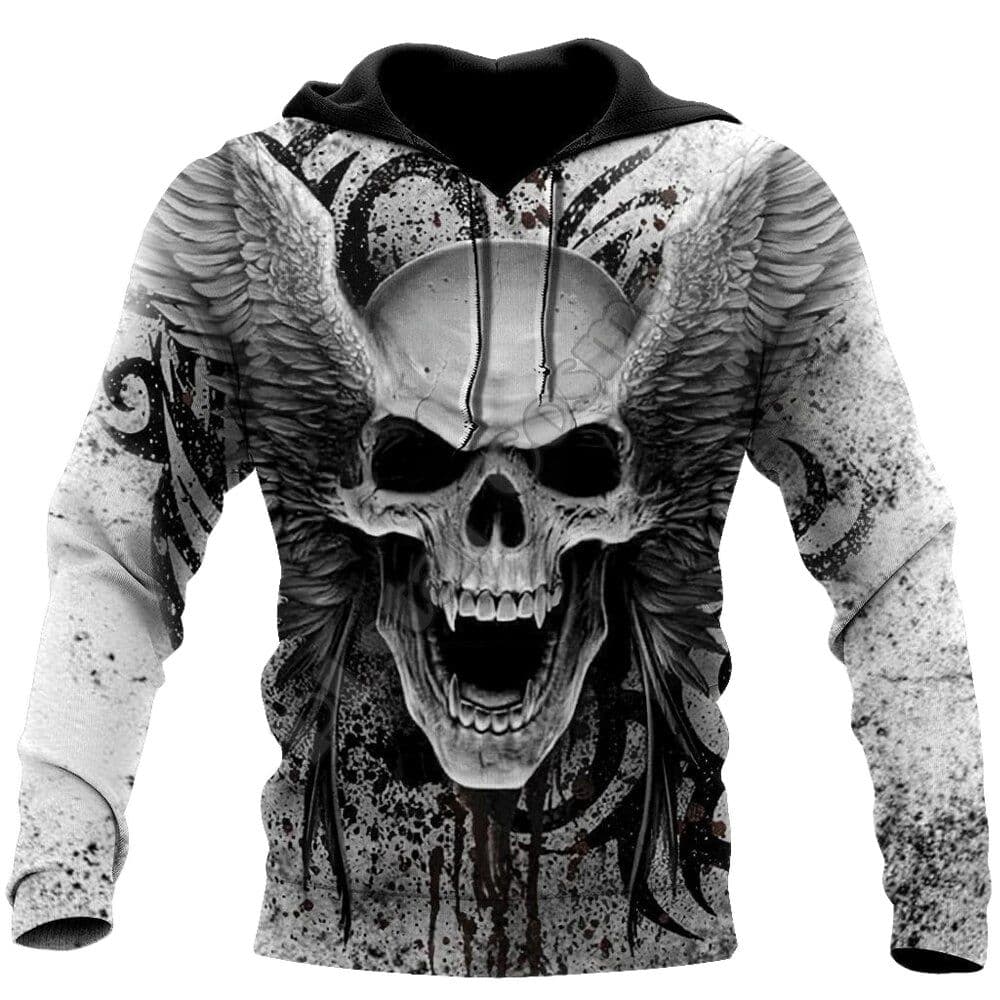 Mode Herrtröja 3D-tryck Skräck Dödskalle Streetwear Harajuku Pullover Hip Hop Jacka Herr Dam Träningsdräkt Oversized Hoodie cm