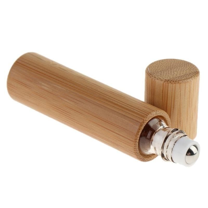 10ml Naturlig Bambu Påfyllbar Tom Eterisk Olja Parfym Doft Doft Stålkula Flaska
