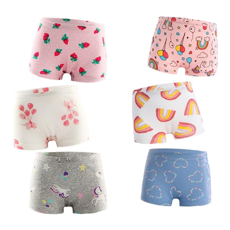 6 par Barn Flickor Print Boxer Trosor Bekväma underkläder cm