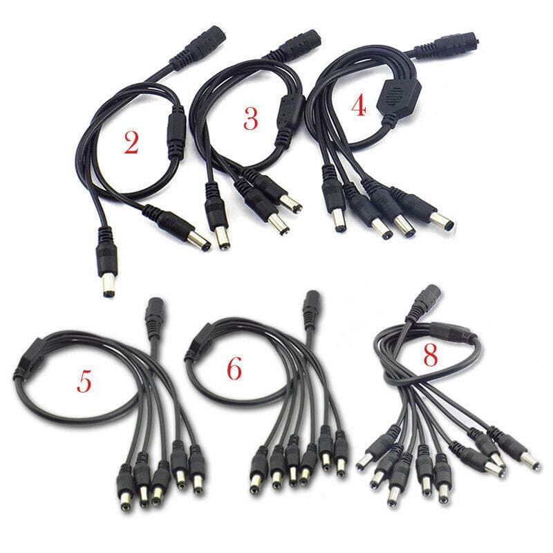 12v DC 1 hona till 2 3 4 5 6 8-vägs hane nätkontakt splitterkabel CCTV LED Strip