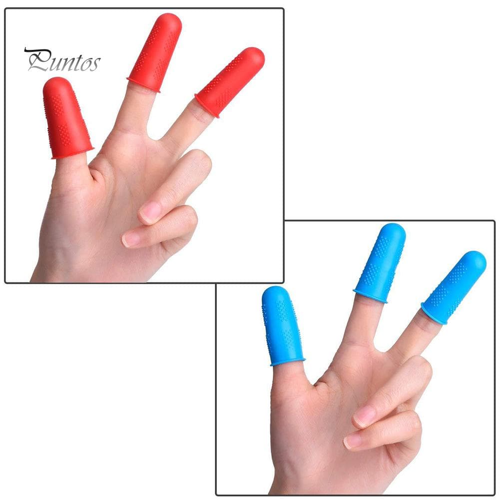 Puntos Silikon 3/5/12 st Finger Cot Protector ärmskydd Anti-cut Anti-halks handskar blå