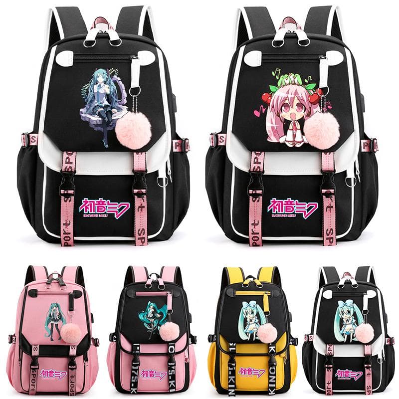 Anime Hatsune Miku Tryckt Ryggsäck Skolväska för Tonåring Elev Flicka Pojke Bokväska Stor Kapacitet Vattentät Resväska Present Ryggsäck