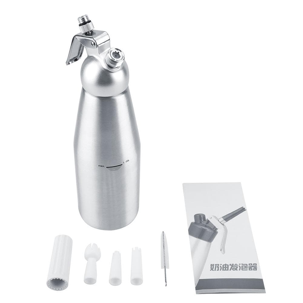 1000ml Bärbar Aluminium Vispad Grädde Dispenser Skummare Dessertverktyg