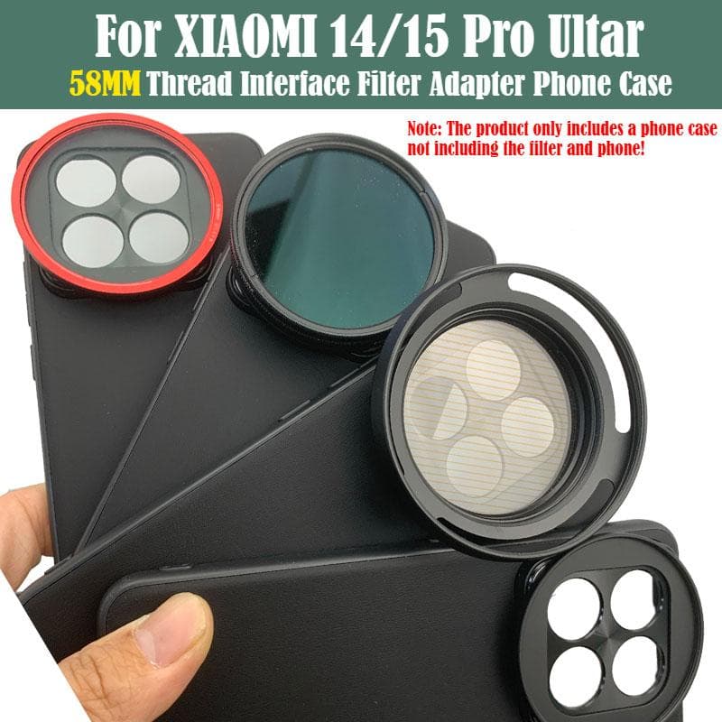 För XIAOMI 14 / 15 / 14 PRO / 15 PRO 58MM Gänggränssnitt Filterringadapter Telefonfodral För Universellt ZOMEI CPL VU Stjärnfilter svart