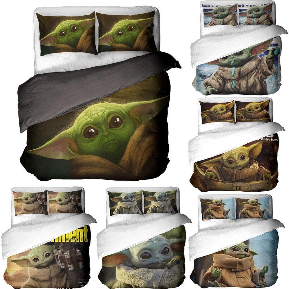 Star Wars Baby Yoda 3D Digitaltryck Tredelat Sängklädesset