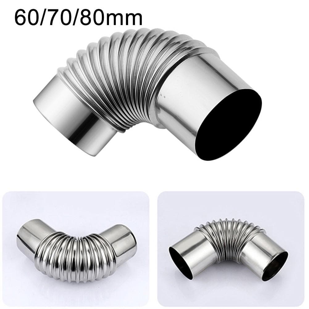 60/70/80mm Rostfritt Stål 90 Graders Rörböj Skorstensfoderböj 90° Multi-Rökrör Kaminrör För Utomhuscamping Vedspisar Skorsten
