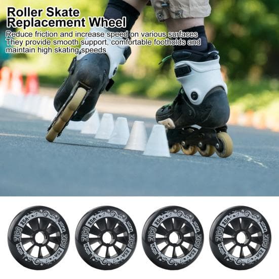 4-pack inline-skridskohjul 90/100/110 mm skridskoersättningshjul med lager Inomhus utomhusrullskridskohjul svart
