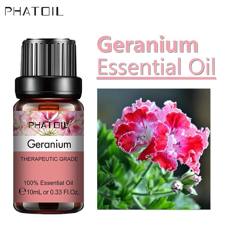 PHATOIL Geranium eteriska oljor Långvariga dofter för aromaterapi Diffuser Hudvård Spa Yoga Avslappning DIY Tvål och ljustillverkning
