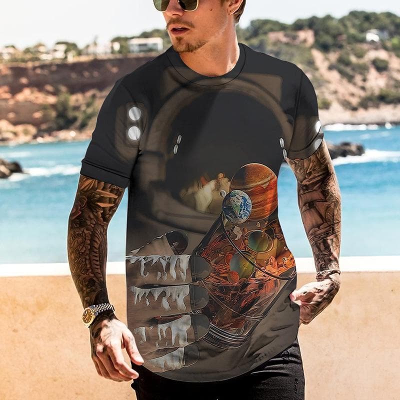 60-tal 70-tal Flaskmönster T-shirts Herr Retrostil Sommar T-shirts Herr Streetwear 3D-tryck T-shirt Mode O-hals Kortärmade Toppar cm