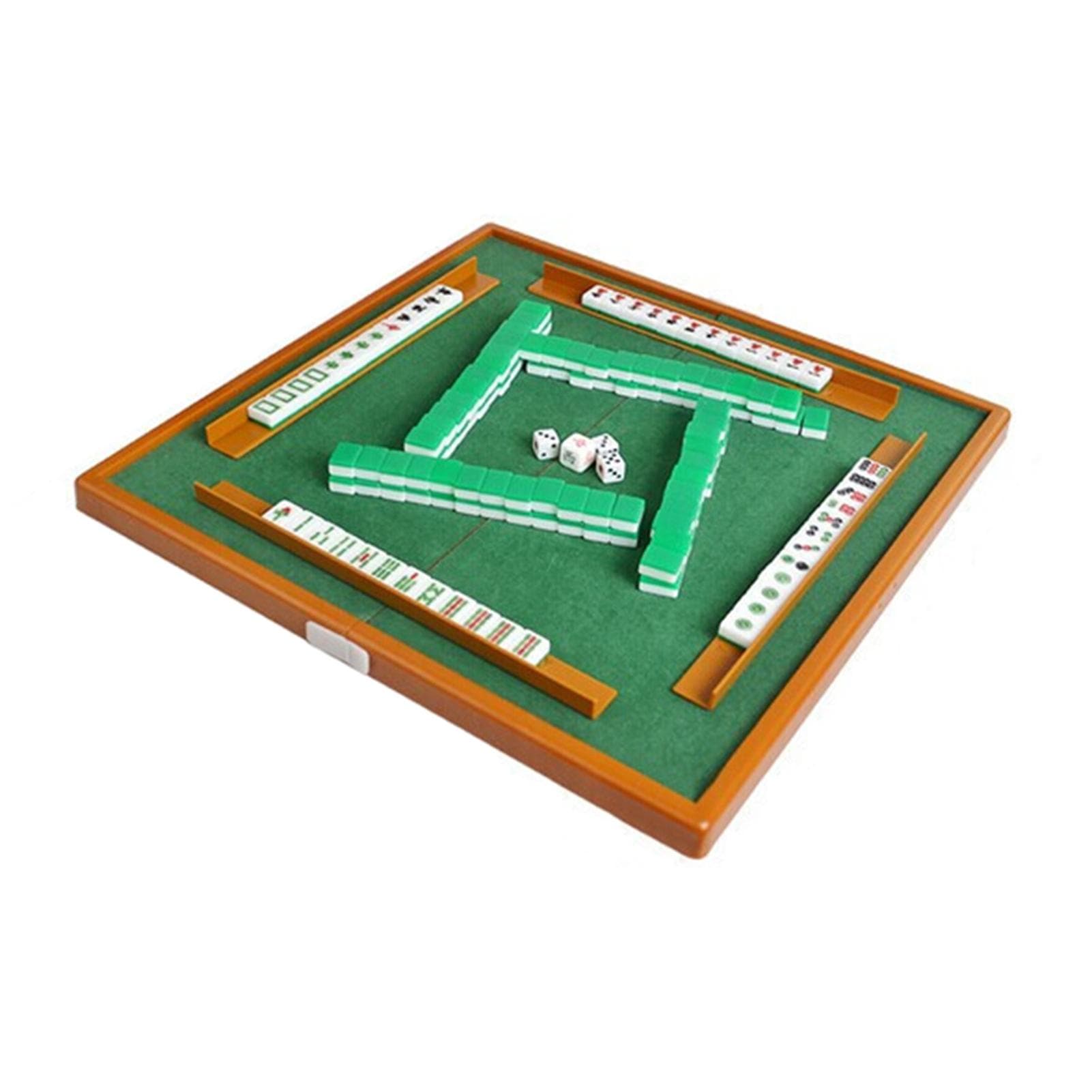 Mini Mahjongset med Vikbart Mahjongbord Portabelt Mah Jong Spelset För Resor Familjefritid Inomhusunderhållningstillbehör grön