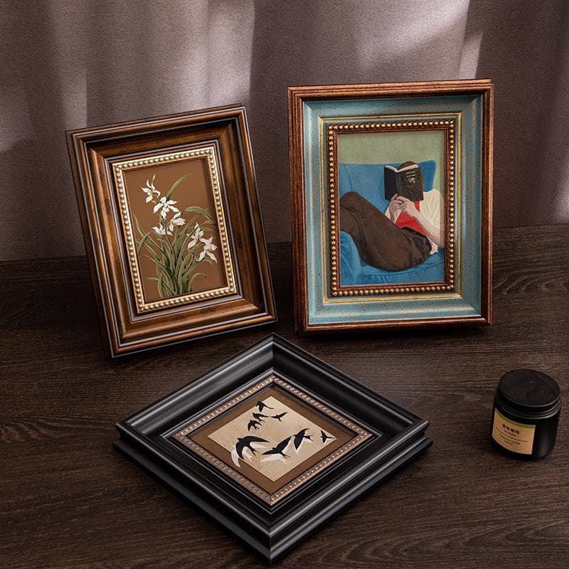 Harts Fotoram Vintage Antik Fotoram Retro Grön Guld Fotoramar Heminredning för Väggupphängning eller Bordsdisplay blå