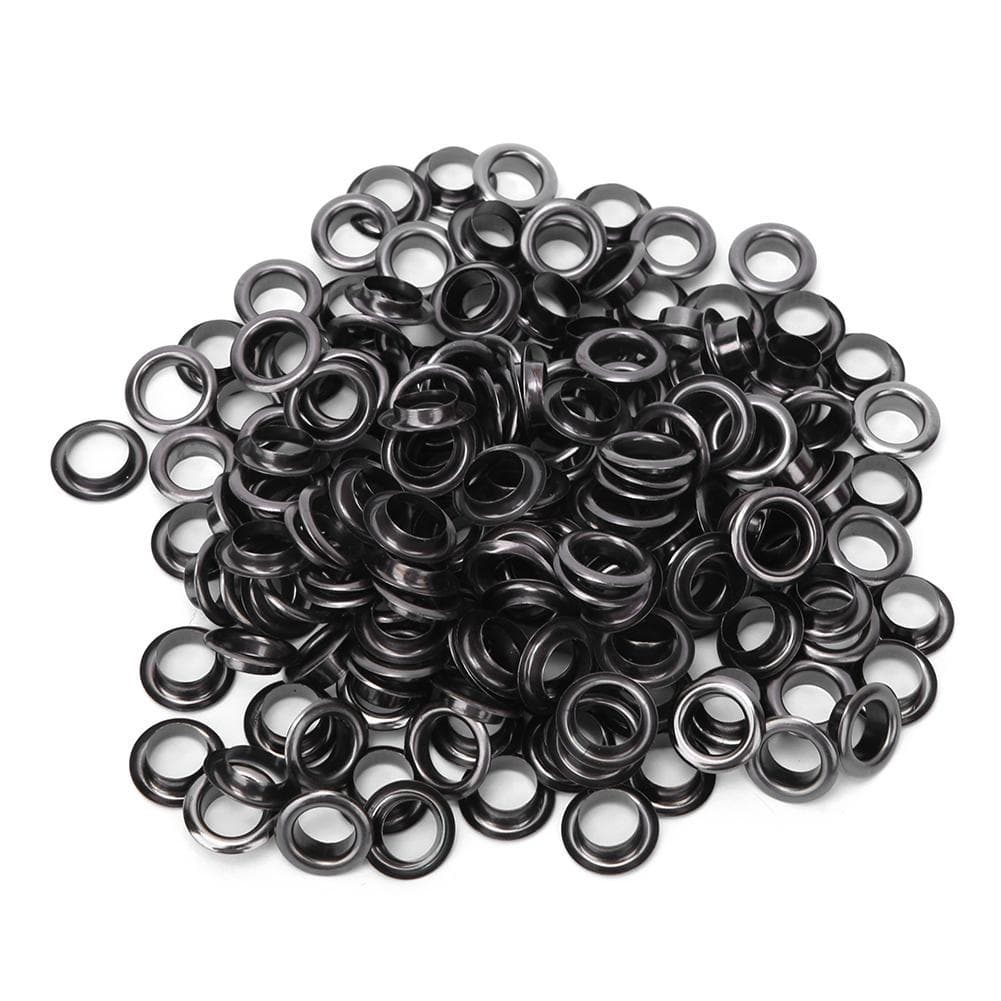 100 Set 8mm Öljettsats Metallöljetter Nitar Mässingsöljett Skor Väska Kläder Tillbehör Gunfärg grå färg