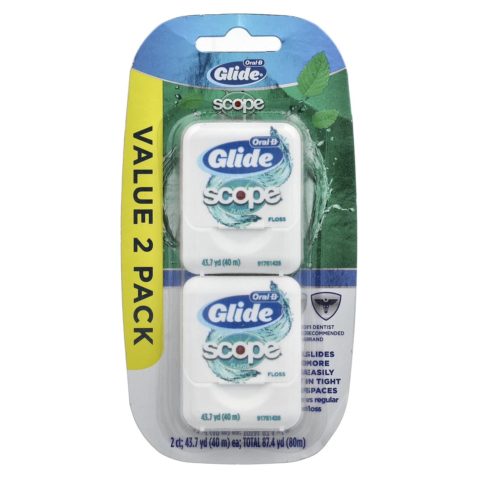 Oral-B, Glide, scope tandtråd, 2 förpackningar, 40m (43.7yd) varje