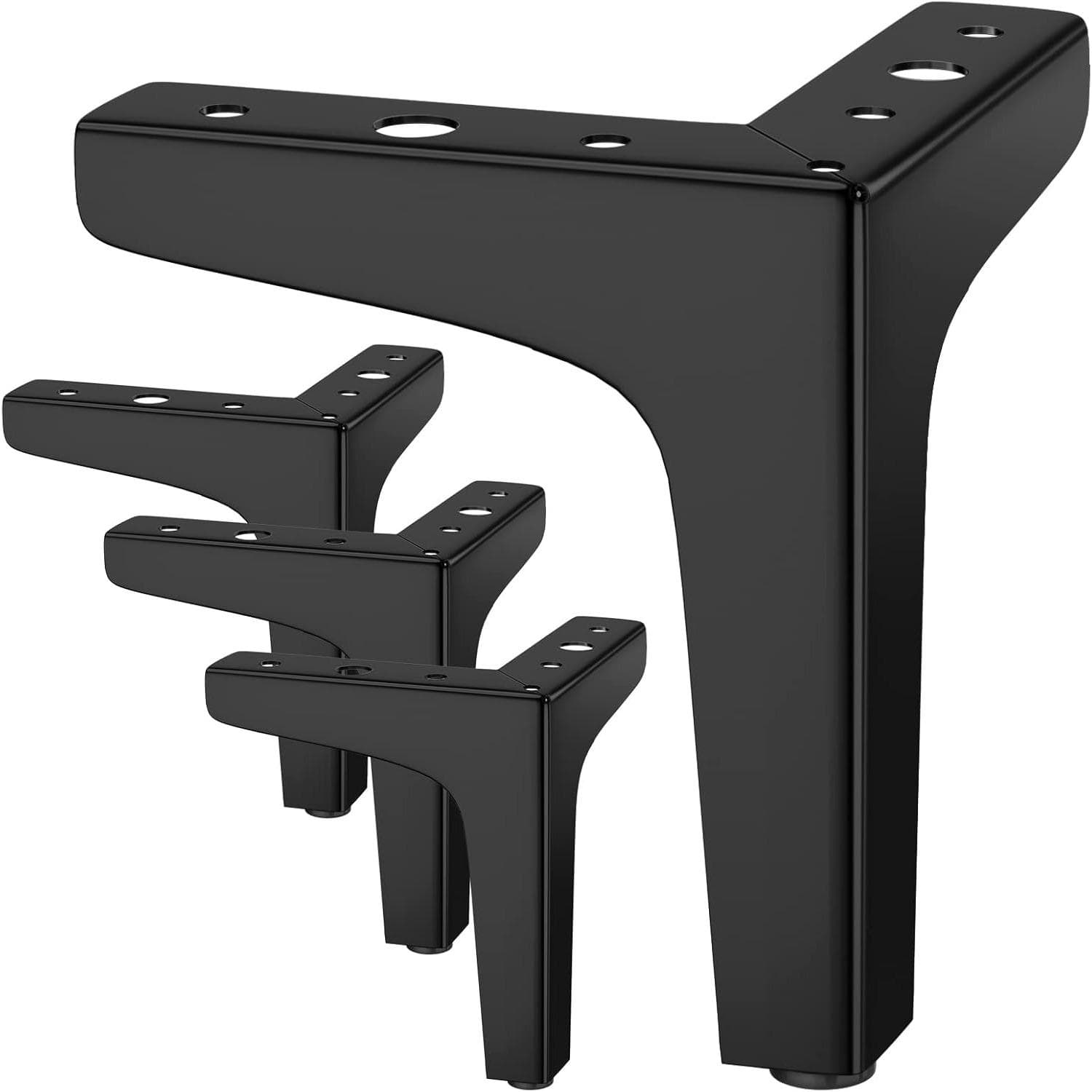Set med 4 möbelfötter, svart metall, lastkapacitet upp till 800 kg, 10 cm TV Lowboard möbelfötter, skåpsfötter för skåp gyllene