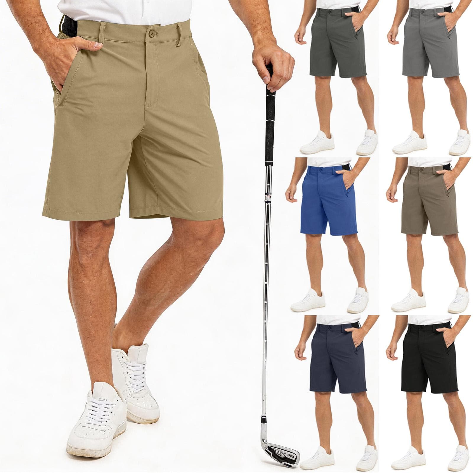 Herrgolfshorts. Femfickorsbyxor. Raka byxor för arbete och fritid. Lätta och snabbtorkande utomhussporthängslen cm svart