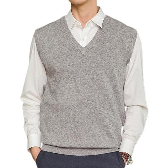 Herr Bekväm Plusstorlek Ärmlös Varm Väst Vinter Förtjockad V-ringad Varm Stickad Väst cm