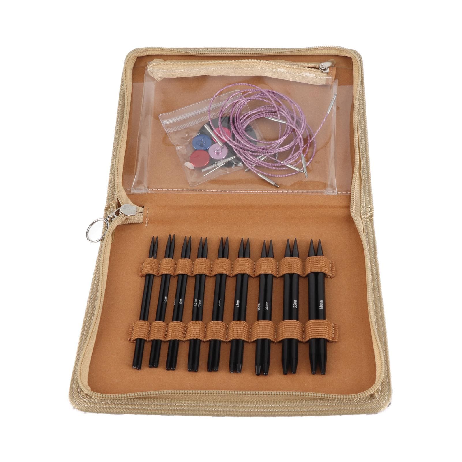 Rundstickor Set 3 till 6 mm Utbytbart Ergonomiskt Rundstickor Set med Förvaring