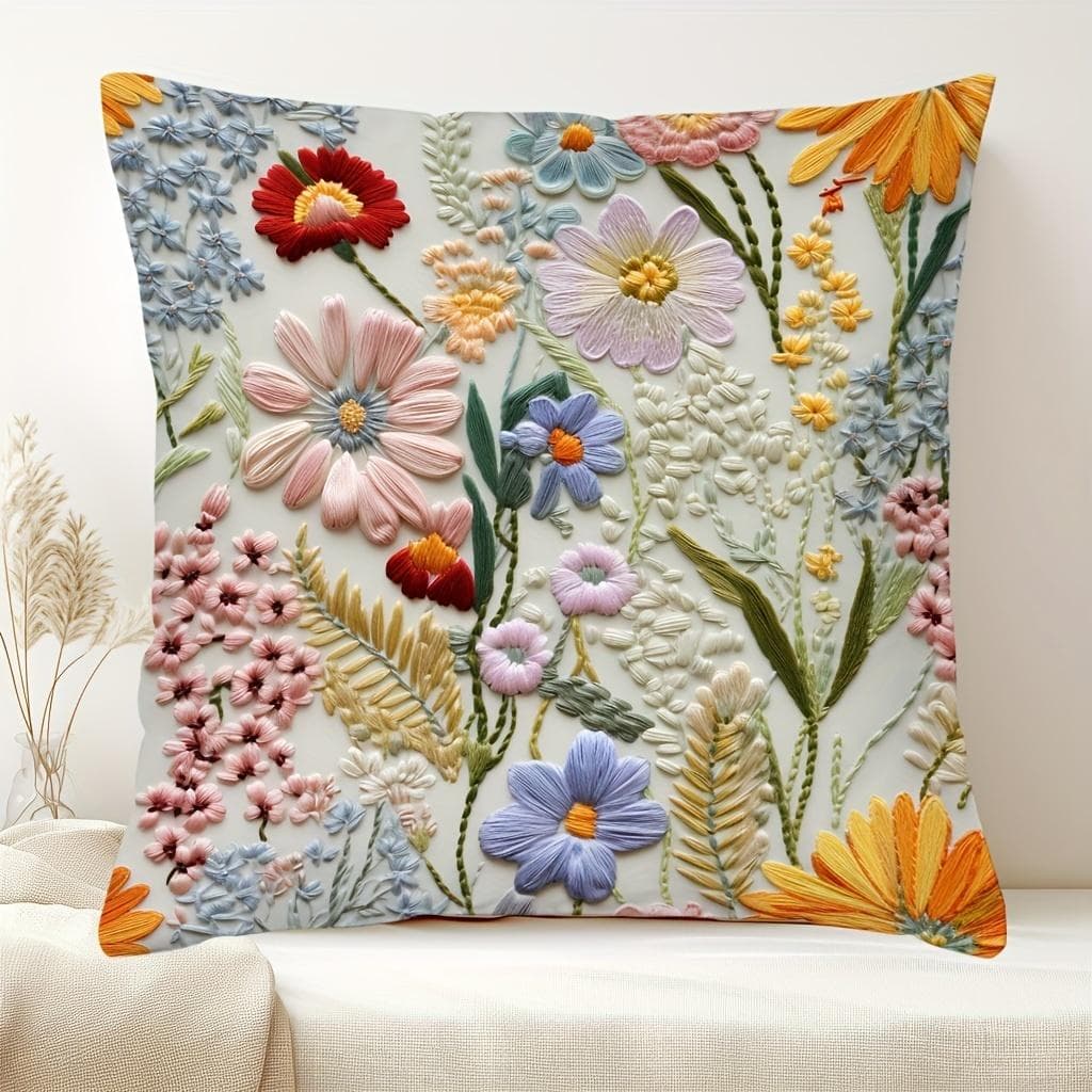 2 st Enkel blommig kudde fyrkantigt örngott soffa vardagsrum sängkudde dyna avtagbar 45X45 utan kuddkärna flerfärgad