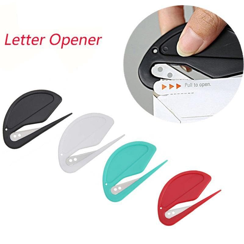 4st Plast Brevöppnare Mini Sharp Brevöppnare Säkerhetsbrev Kuvert Bevakat Papper Skärblad röd