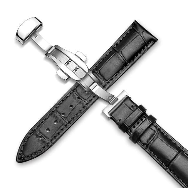 Klockarmband 18 mm 19 mm 20 mm 21 mm 22 mm 24 mm klockband i äkta läder kalv Alligator Grain klockarmband för Tissot Seiko 19mm