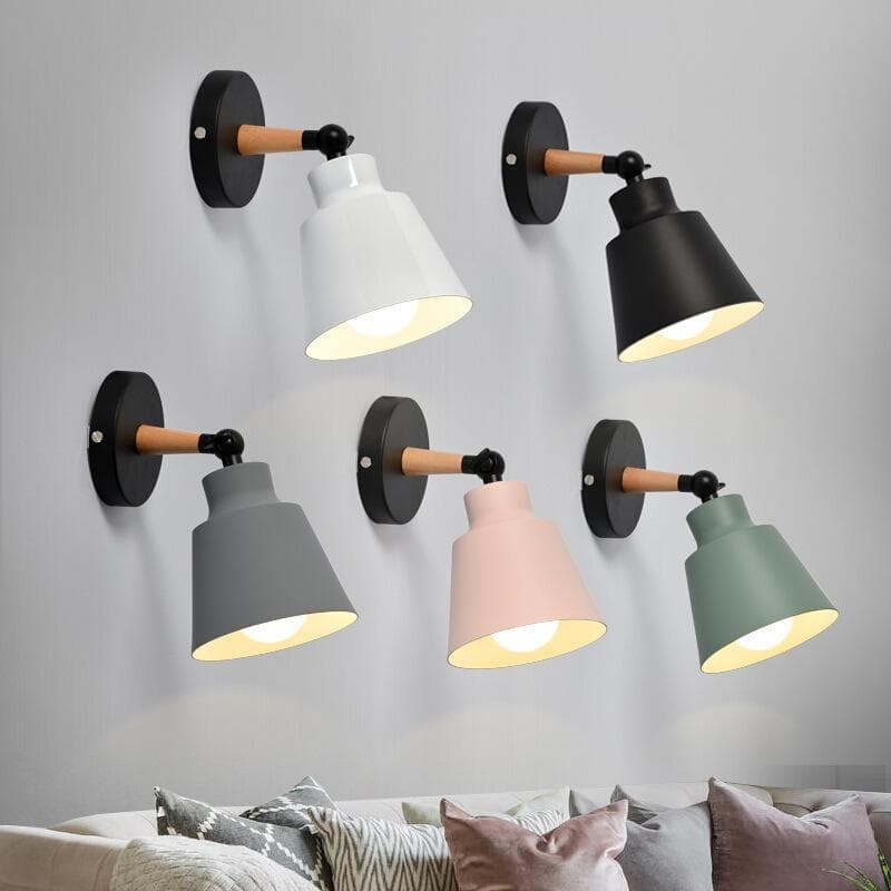 Nordic massivt trä sovrum vägglampa modern minimalistisk Macaron LED vägglampa kreativ vardagsrum korridor säng vägglampa