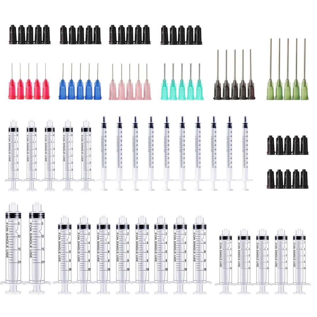 1/3/5/10/20 ml sprutor med 14ga, 16ga, 18ga, 20ga, 21ga, 22ga och 25ga trubbiga nålar och lock för industriell limoljebläck