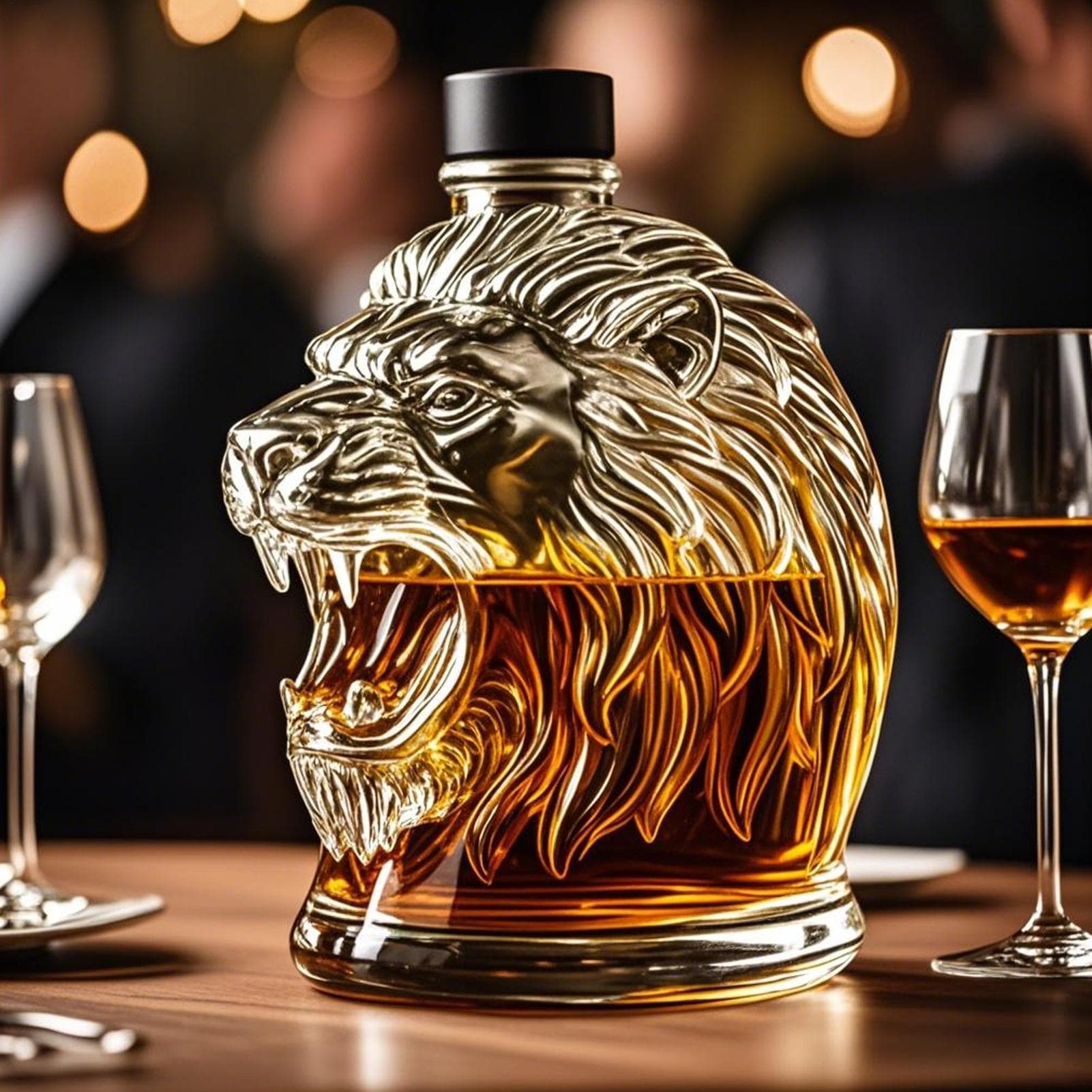 Lejon Vinglas Karaff Spritdispenser Karaffflaska Whiskey Djurprofil Vinbehållare Whiskeykaraff