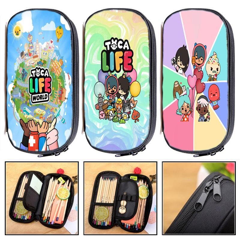 Toca Life World Pennväska Papperstillbehör Toca Game Pennfodral Girl Dragkedja Pencil Pouch Skolmaterial