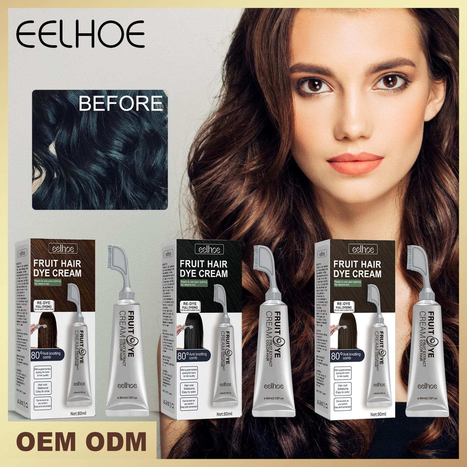 EELHOE 80ml engångshårfärgning Skönhetsvård Hårstylingvax Färgglad Engångsformning Paste Dye Cream Hårgel Dye Hårvård