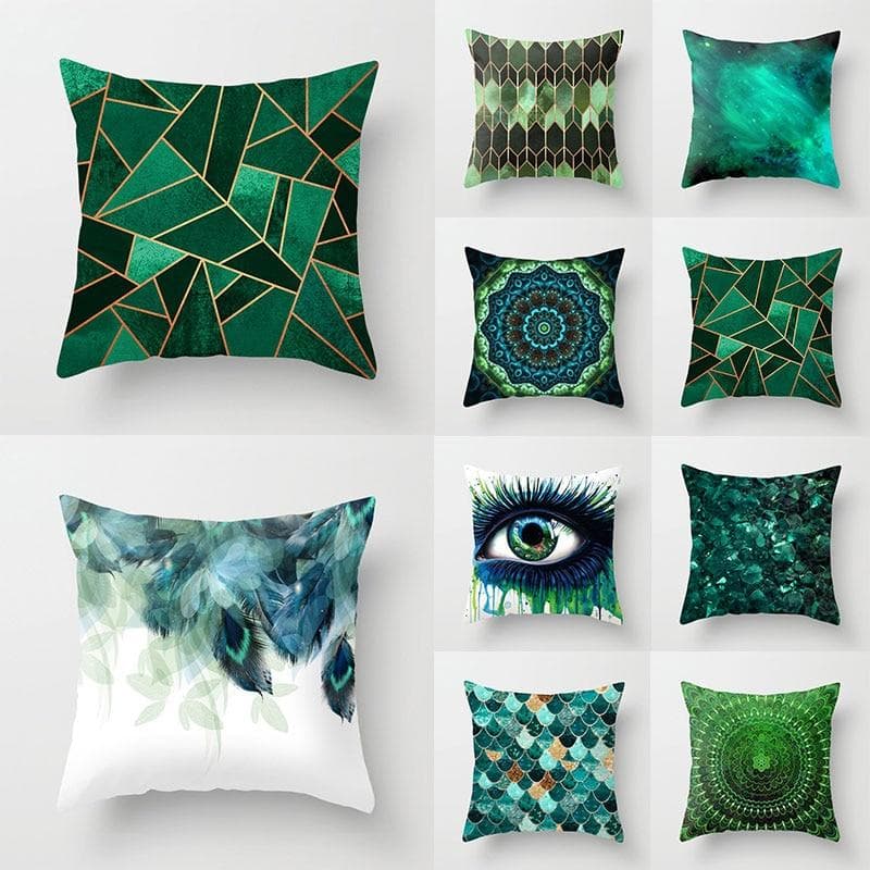 Green Series Kuddfodral Ögongeometri Abstrakt kuddfodral Dekorativ soffa Kuddfodral Heminredning Kuddfodral