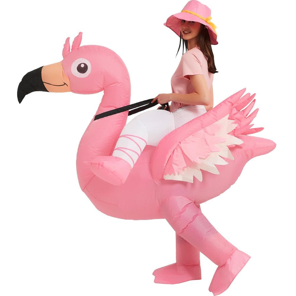 Flamingo Uppblåsbar Kostym Barn Rider På Enhörningskostymer Rolig Kanin Fancy Cosplay Klänning Fest Halloweenkostym för Vuxen cm