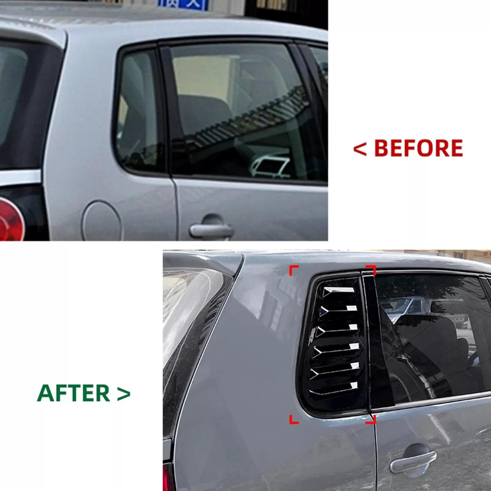 För Volkswagen VW Polo 5-dörrars halvkombi MK4 9N 2002-2008 Bil Bakre Jalusi Fönster Sidogardin Skydd Trimklistermärke Ventilationsskopa ABS