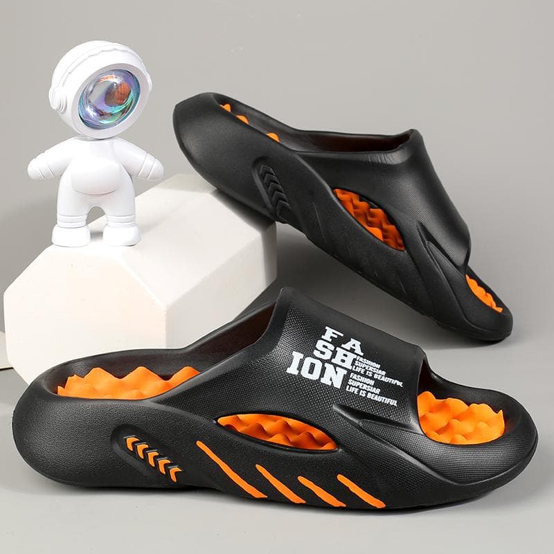 Sommar Herr Massage Tofflor Inomhus Utomhus Sandaler Strand Fritidsskor Mjuk Sula Slides Herr Flip-flops Herrsandaler Stor Storlek 47 cm orange/svart