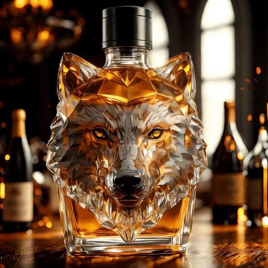 Whiskykaraff Vargskalleformad Glasflaska Dekorativ Spritkaraff Unik Barinredning för Whiskydrickare