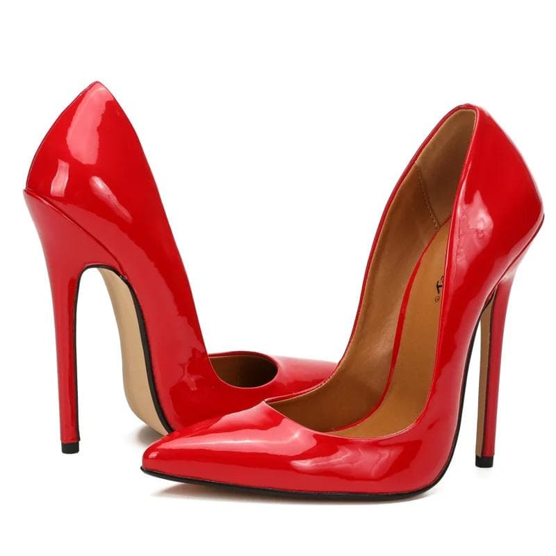 MCLUBGIRL Dam Man Högklackade Sexiga Pumps - Stilettklackar för Kontor, Bröllop & Mer - 14,5 cm Klack, Storlekar 40-48 - ZQJ cm röd