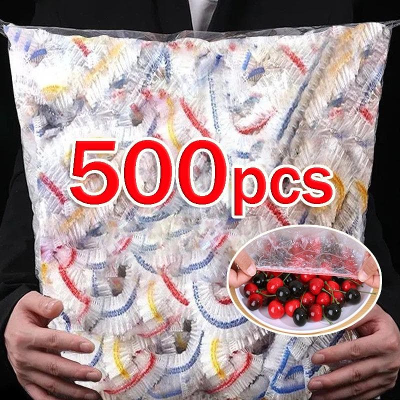 500/100 st Färgglada Engångs Matöverdrag Lock Elastisk Inpackning Färskfoliepåse Engångs Plastfolie Skålöverdrag Köksförvaringspåse