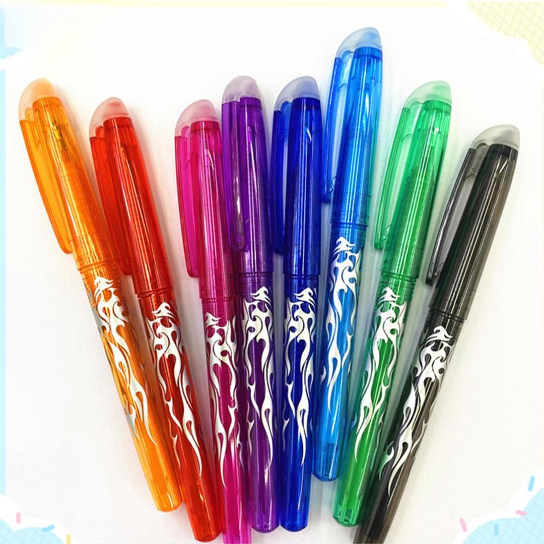 8st raderbar gelpenna 0,5 mm färgglatt tvättbart handtag Magic raderbar pennpåfyllning för skolans skrivverktyg Kawaii brevpapper grön