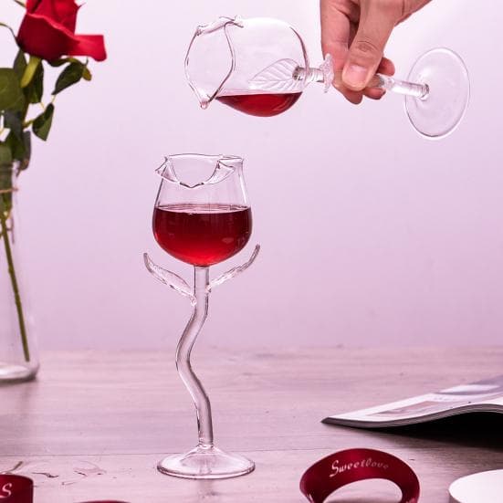 Vinglas Utsökt stabil bas Transparent Rose Shape Bägare Cup för hemmet transparent