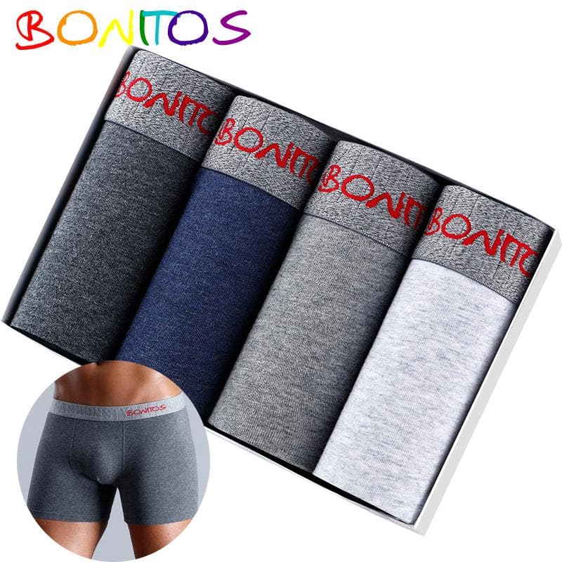 BONITOS 4st Boxers Enfärgad Sexiga Herrtrosor Bomull Herrkalsonger cm grå färg