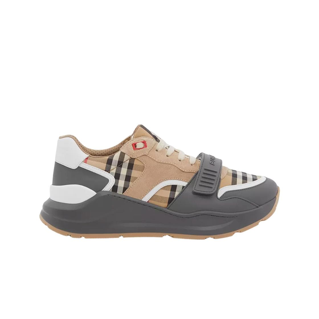 Burberry Ramsey Sneakers i läder och mocka med Vintage Check Beige 41
